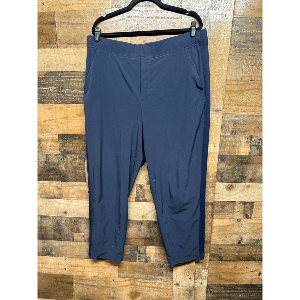 Athleta Navy Blue Side Stripe Athleisure Pants Womens Size 18